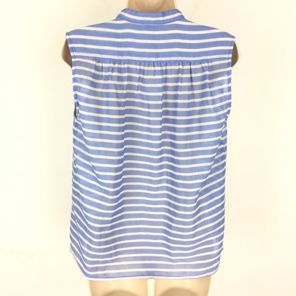 Sold! J. Crew Shirt Sleeveless Striped Button - Picture 2 of 5